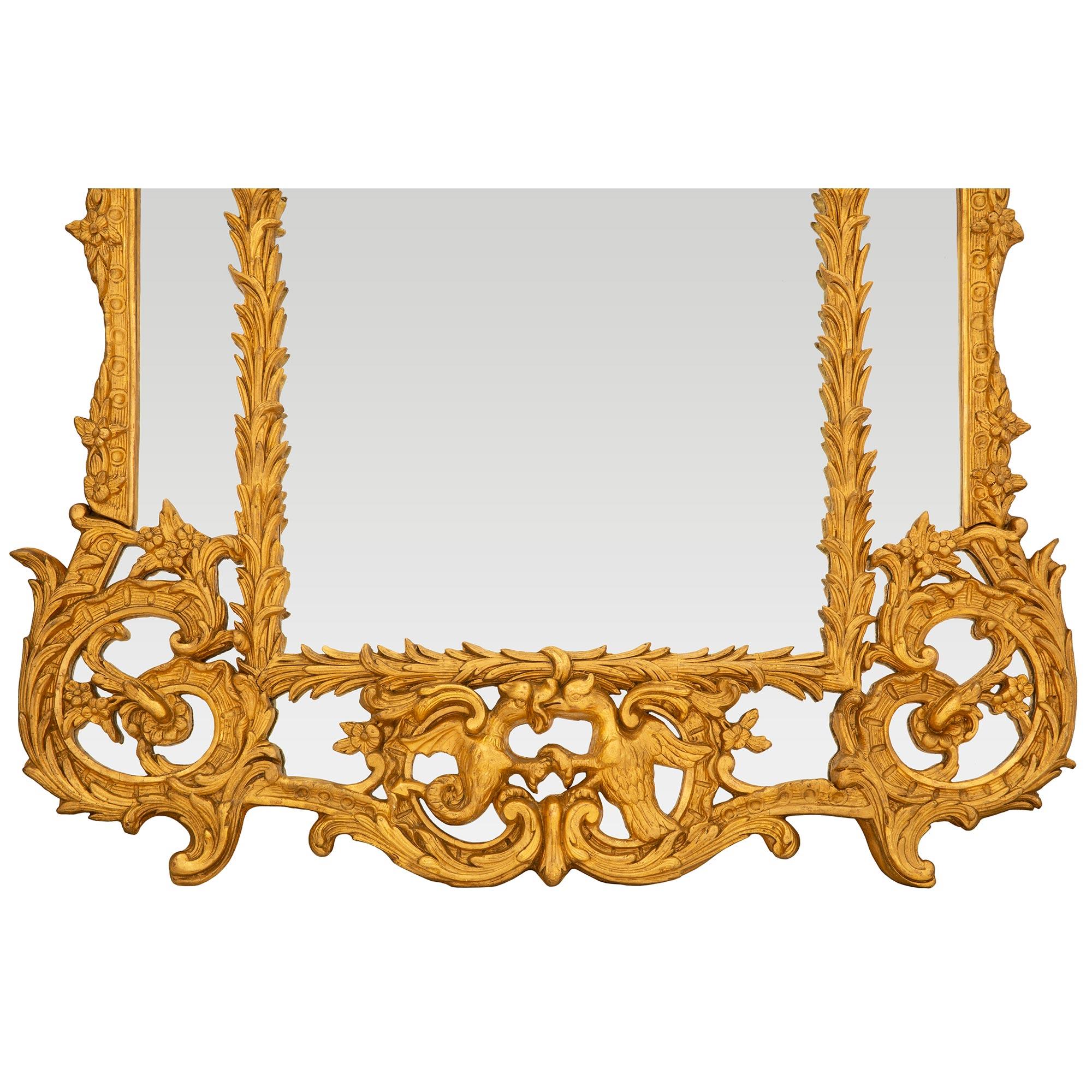 Italienischer italienischer Spiegel im Regence-Stil des 19. Jahrhunderts mit doppeltem Rahmen aus vergoldetem Holz im Angebot 6