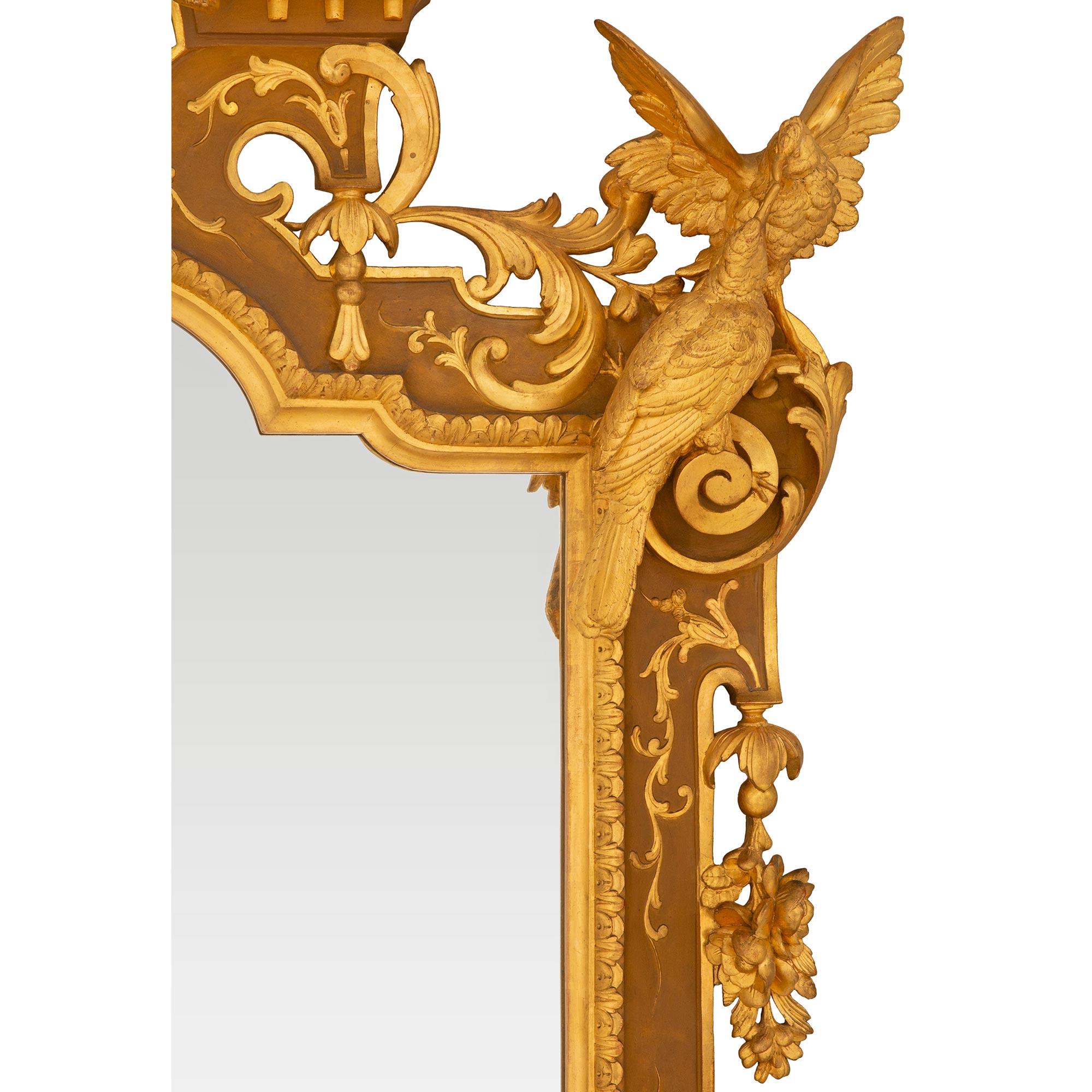 Miroir Console et miroir en bois doré et feuilles d'argent de la Renaissance italienne du XIXe siècle en vente
