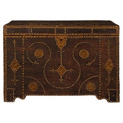 Italian 19th Century Renaissance St. Leather Trunk