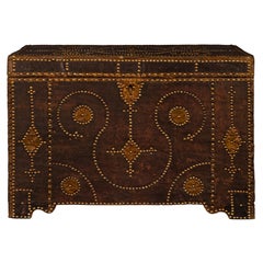 Italian 19th Century Renaissance St. Leather Trunk
