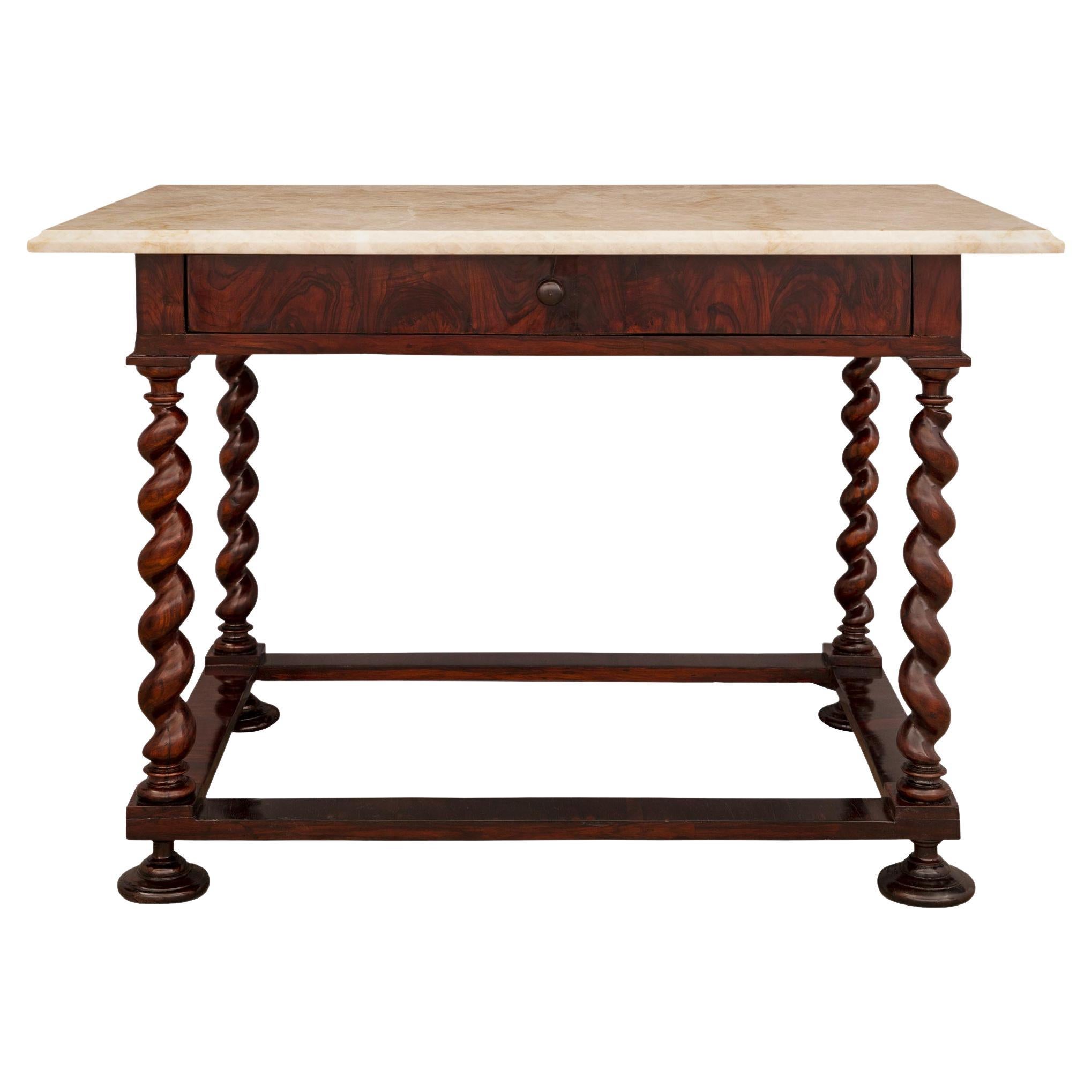 Table d'appoint italienne de style Renaissance du 19ème siècle en bois de rose et albâtre