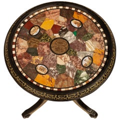 Italian 19th Century Renaissance St. Specimen Marble And Micro-Mosaic Side Table