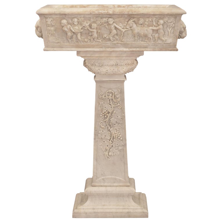 Italian 19th Century Renaissance St. White Carrara Marble Planter For ...