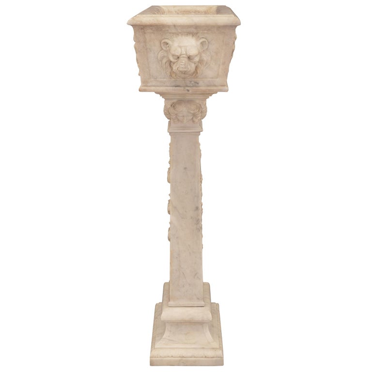 Italian 19th Century Renaissance St. White Carrara Marble Planter For ...
