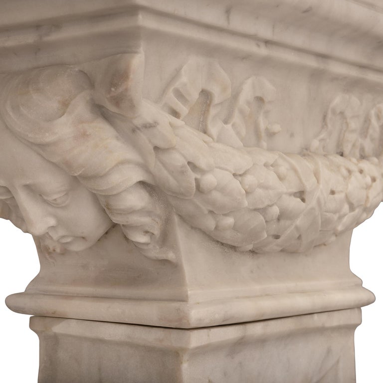 Italian 19th Century Renaissance St. White Carrara Marble Planter For ...