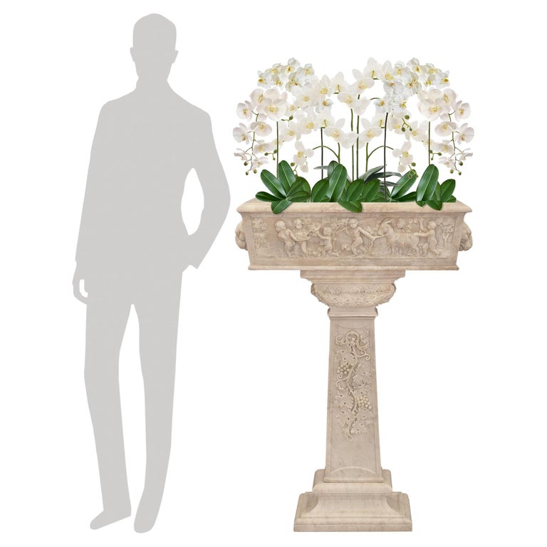 Italian 19th Century Renaissance St. White Carrara Marble Planter For ...