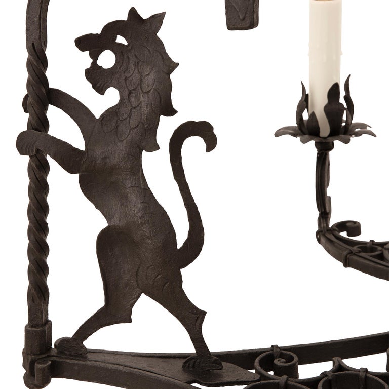 Lustre Ancien Néo-Renaissance Fer Forgé Italie XIXe Siècle