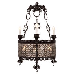 Italian 19th Century Renaissance Style Wrought Iron Chandelier, from Florence