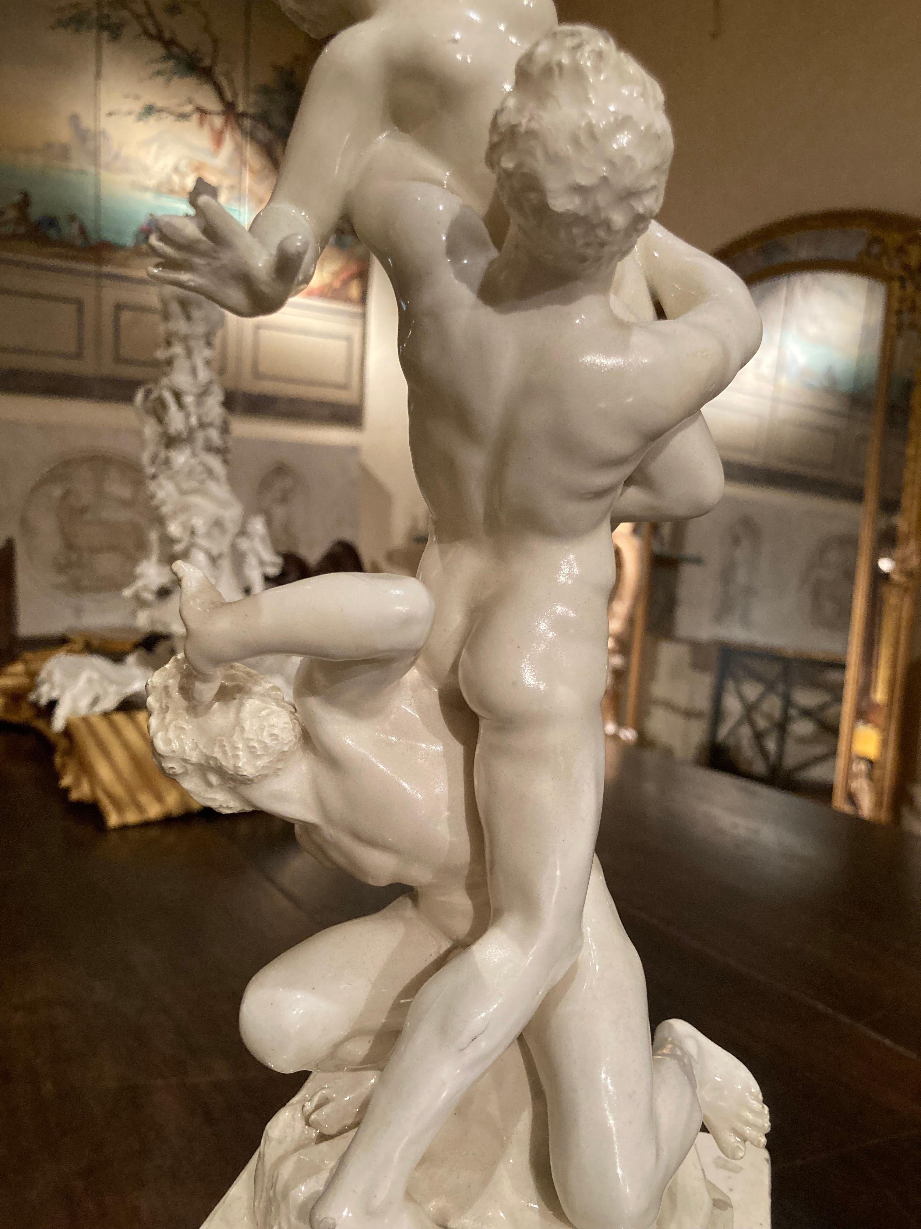 Italian 19th Century Renaissance White Glazed Porcelain Figural Group Sculpture For Sale 2