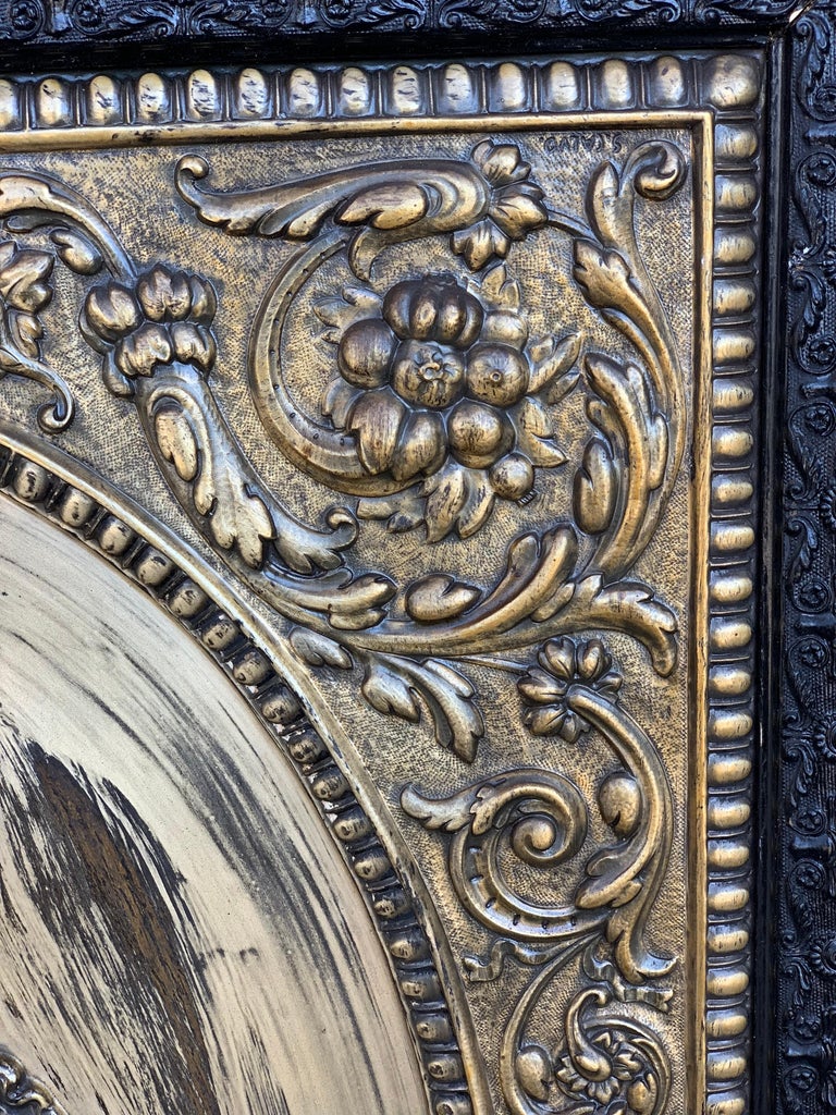 Italian 19th Century Repousse Brass Relief Panel of Christ with Carved