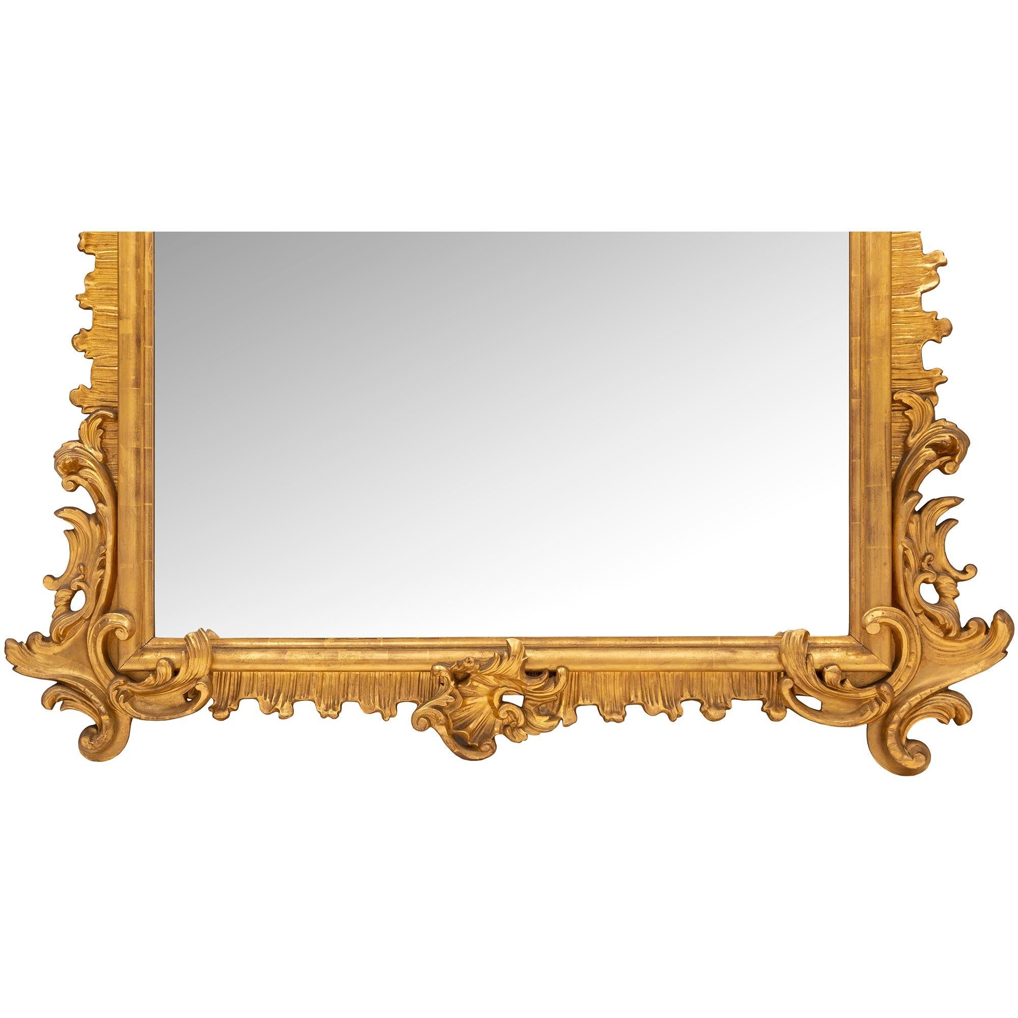 Italian 19th Century Rococo St. Giltwood Mirror For Sale 6