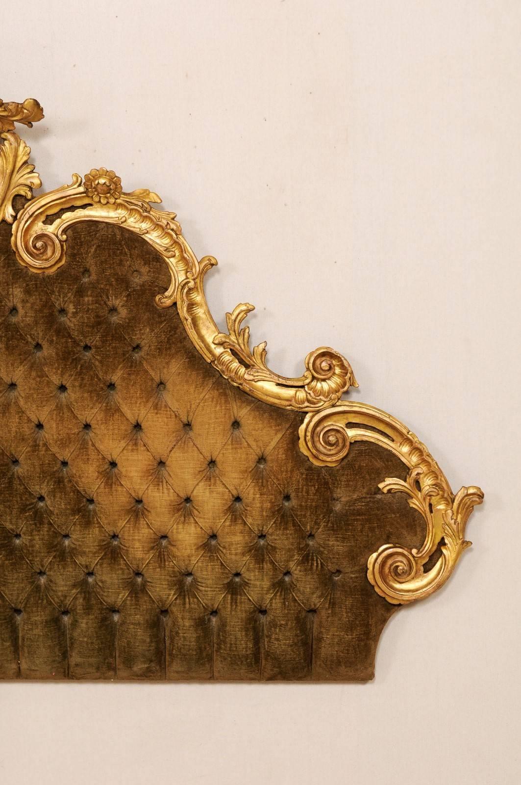 Italian 19th Century Rococo Style Lavishly Carved Giltwood Queen/King Headboard 2