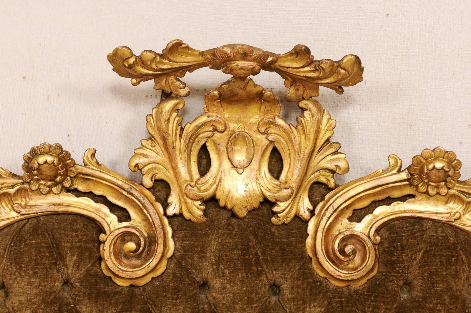 Italian 19th Century Rococo Style Lavishly Carved Giltwood Queen/King Headboard 4