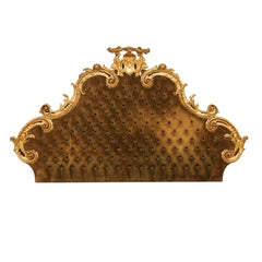 Italian 19th Century Rococo Style Lavishly Carved Giltwood Queen/King Headboard