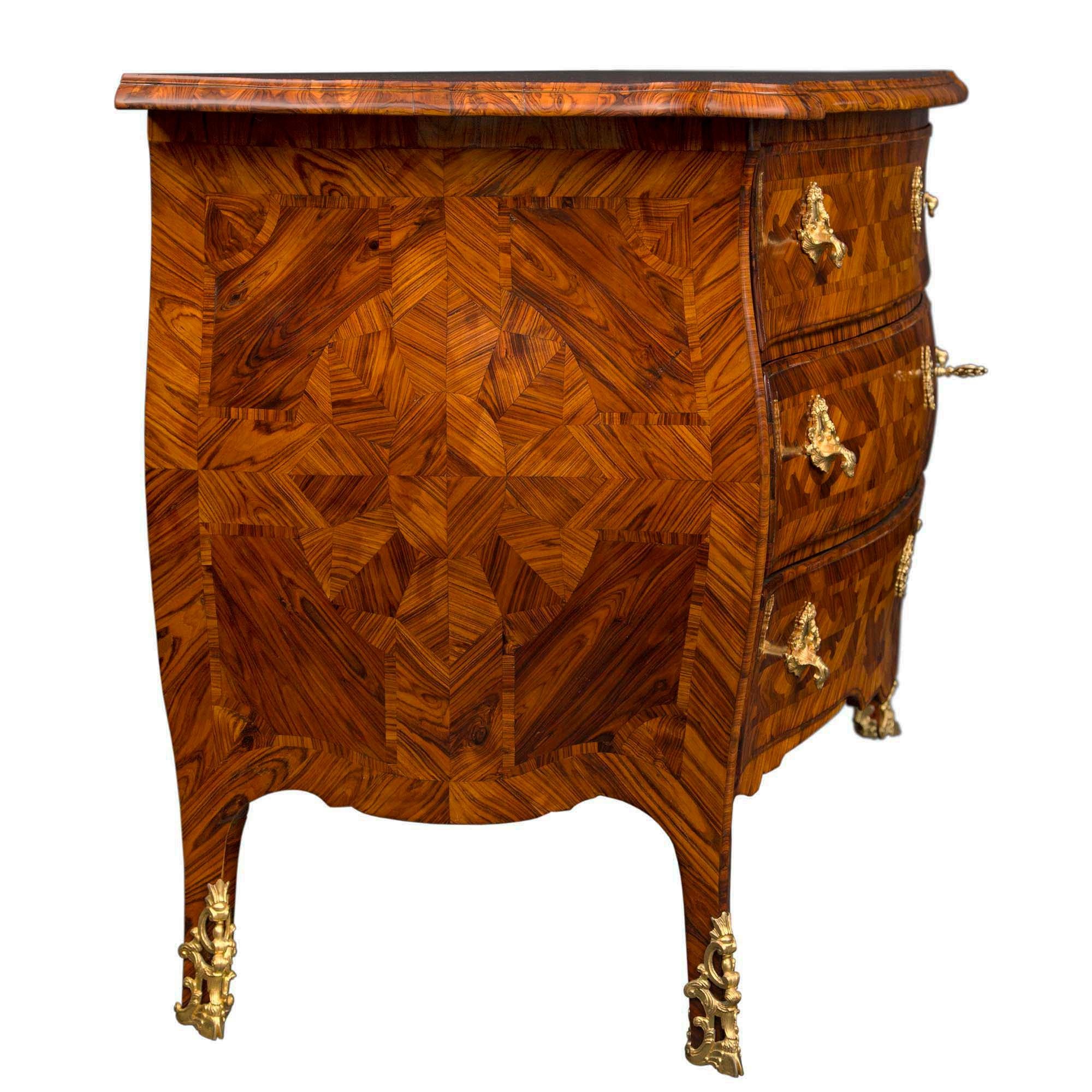Italian 19th Century Rosewood Parquetry and Ormolu Three-Drawer Chests 1