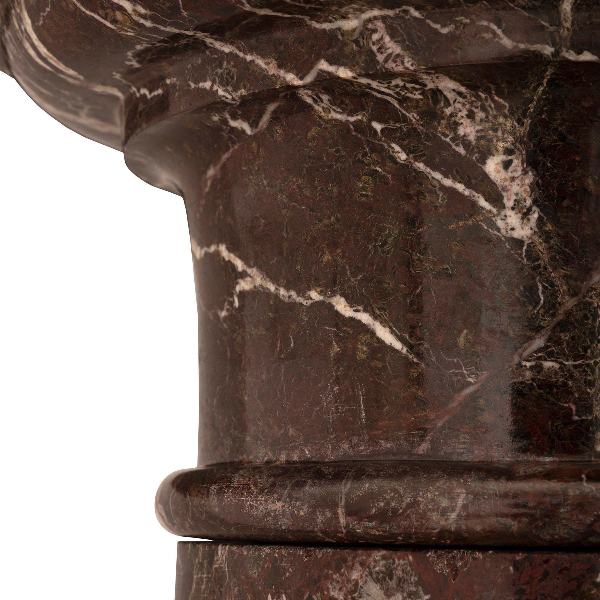 Italian 19th Century Rosso Levanto Marble Pedestal Column For Sale 3