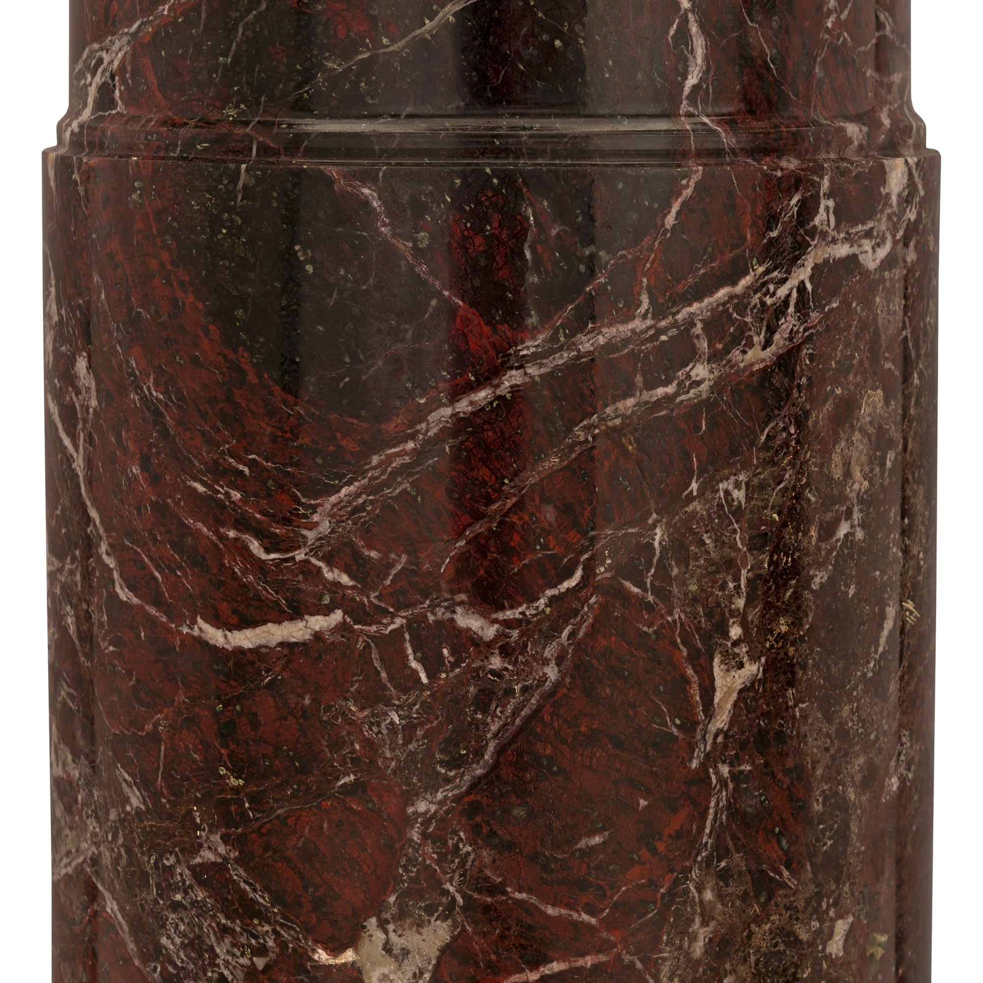 Italian 19th Century Rosso Levanto Marble Pedestal Column For Sale 5