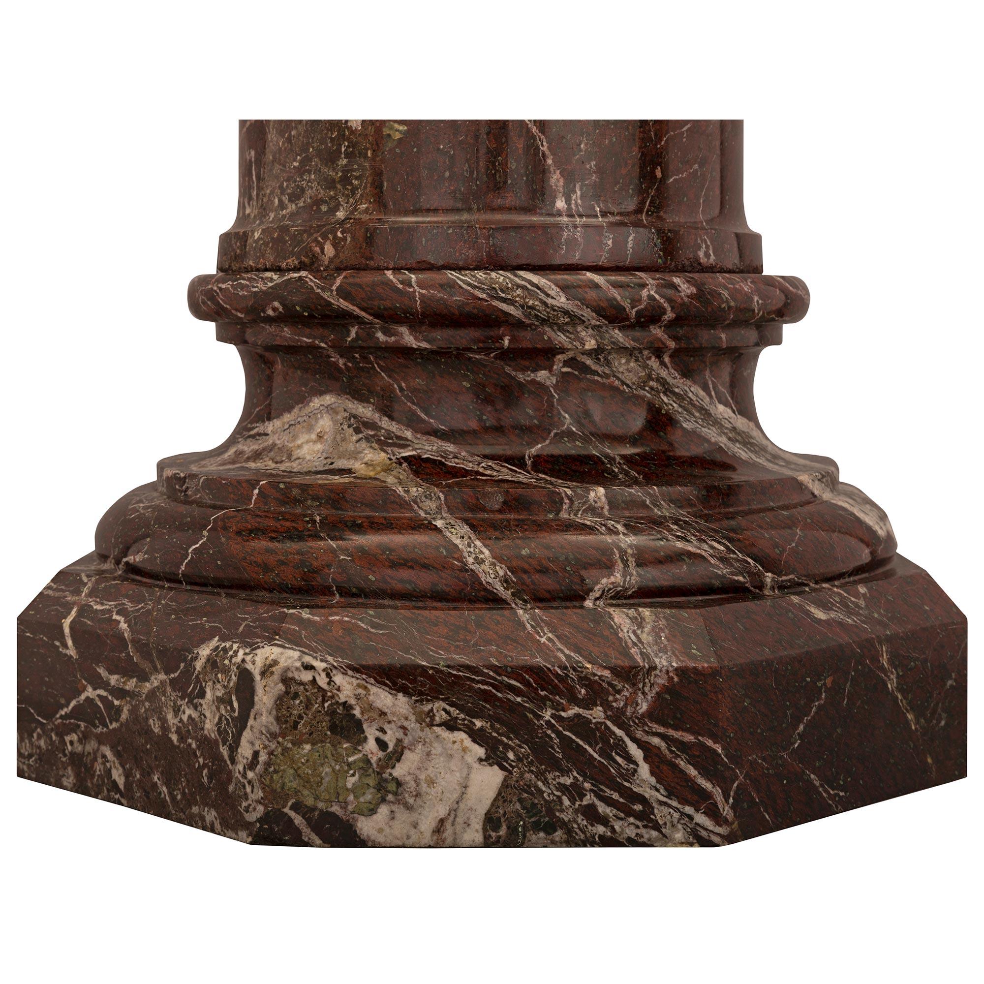 Italian 19th Century Rosso Levanto Marble Pedestal Column For Sale 6