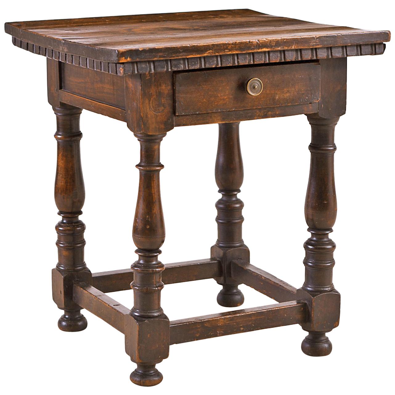 Italian 19th Century Rustic Side Table with Drawer For Sale