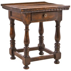Italian 19th Century Rustic Side Table with Drawer
