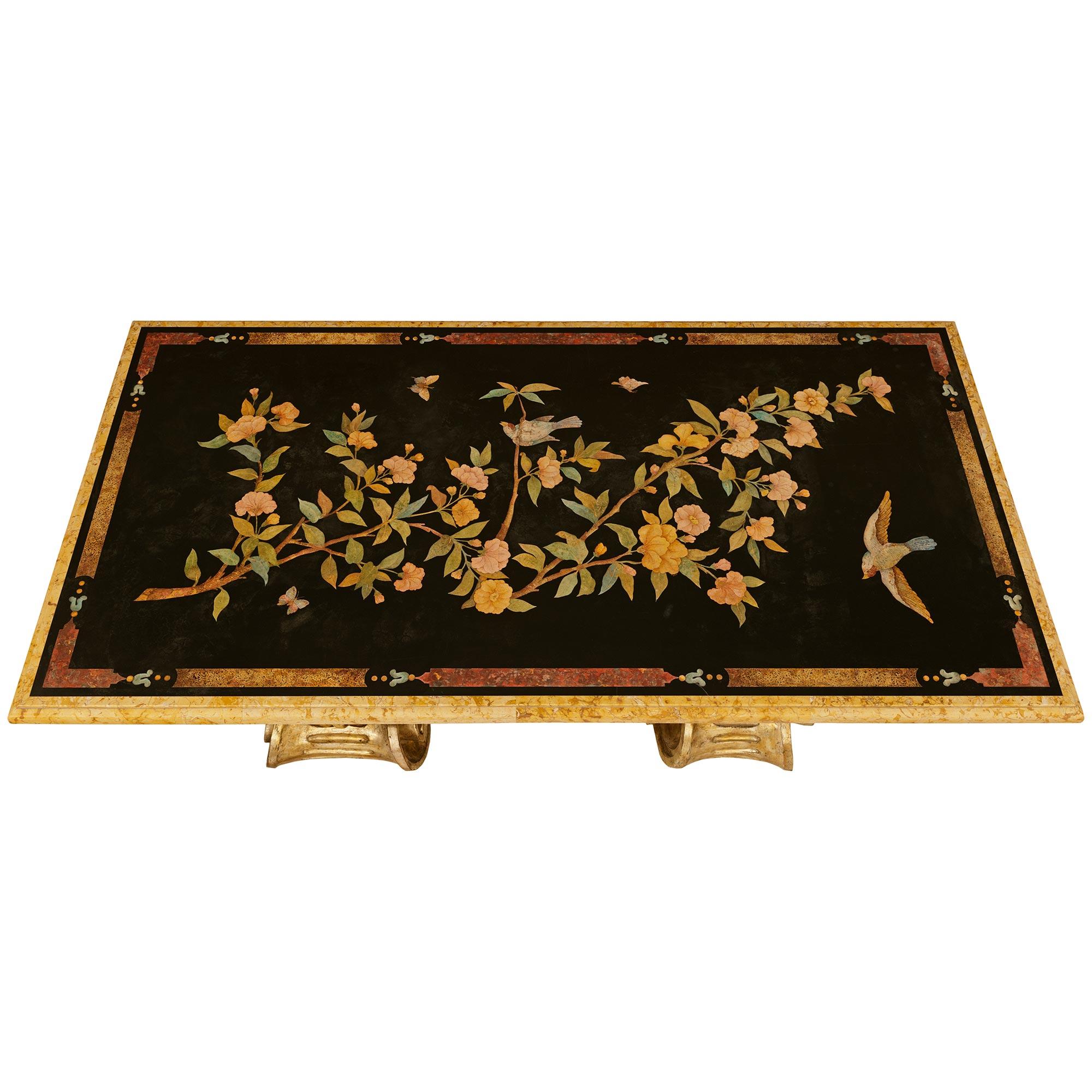 Table de salle à manger/table d'appoint italienne du 19ème siècle Scagliola et Mecca en vente 4