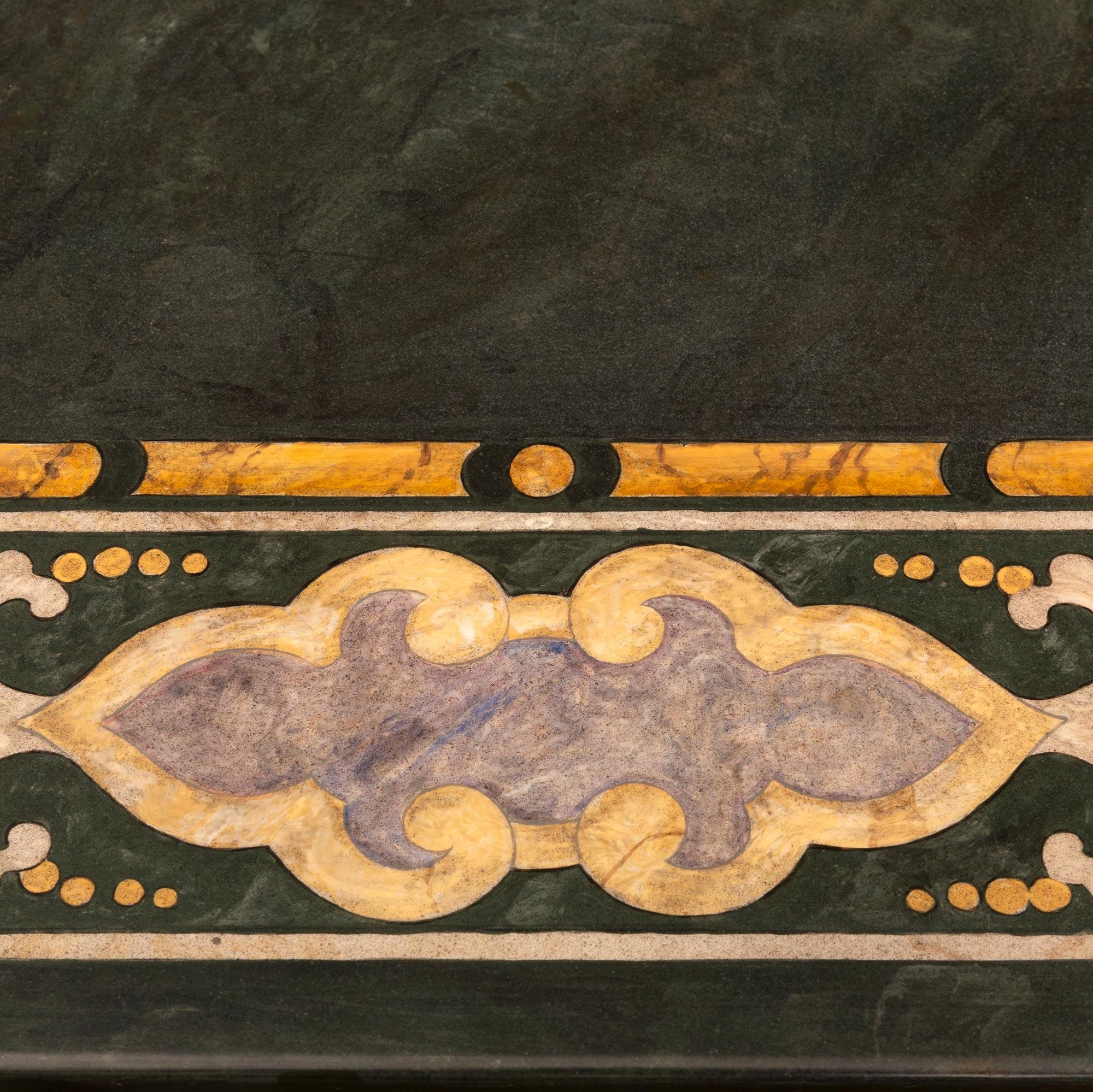 Marbre Table basse italienne du 19ème siècle en marbre Scagliola et Rosso De Verona en vente