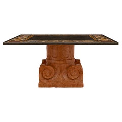 Mesa de centro italiana de mármol Scagliola y De Rosso De Verona del siglo XIX