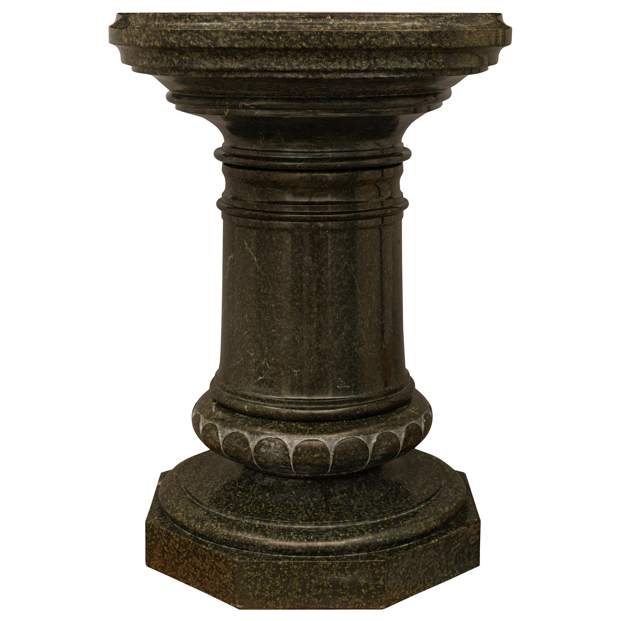 19th Century Italian 19th century Serpentine marble pedestal For Sale