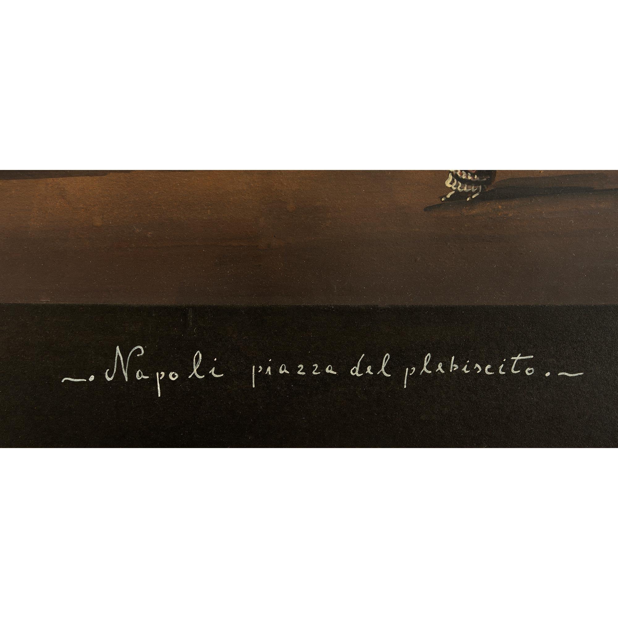 Italienische signierte Gouache des 19. Jahrhunderts, gerahmt in einem rechteckigen Mahagonirahmen im Angebot 3