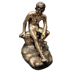 Italian 19th Century Silver Figure Depicting the Seated Hermes or Mercury