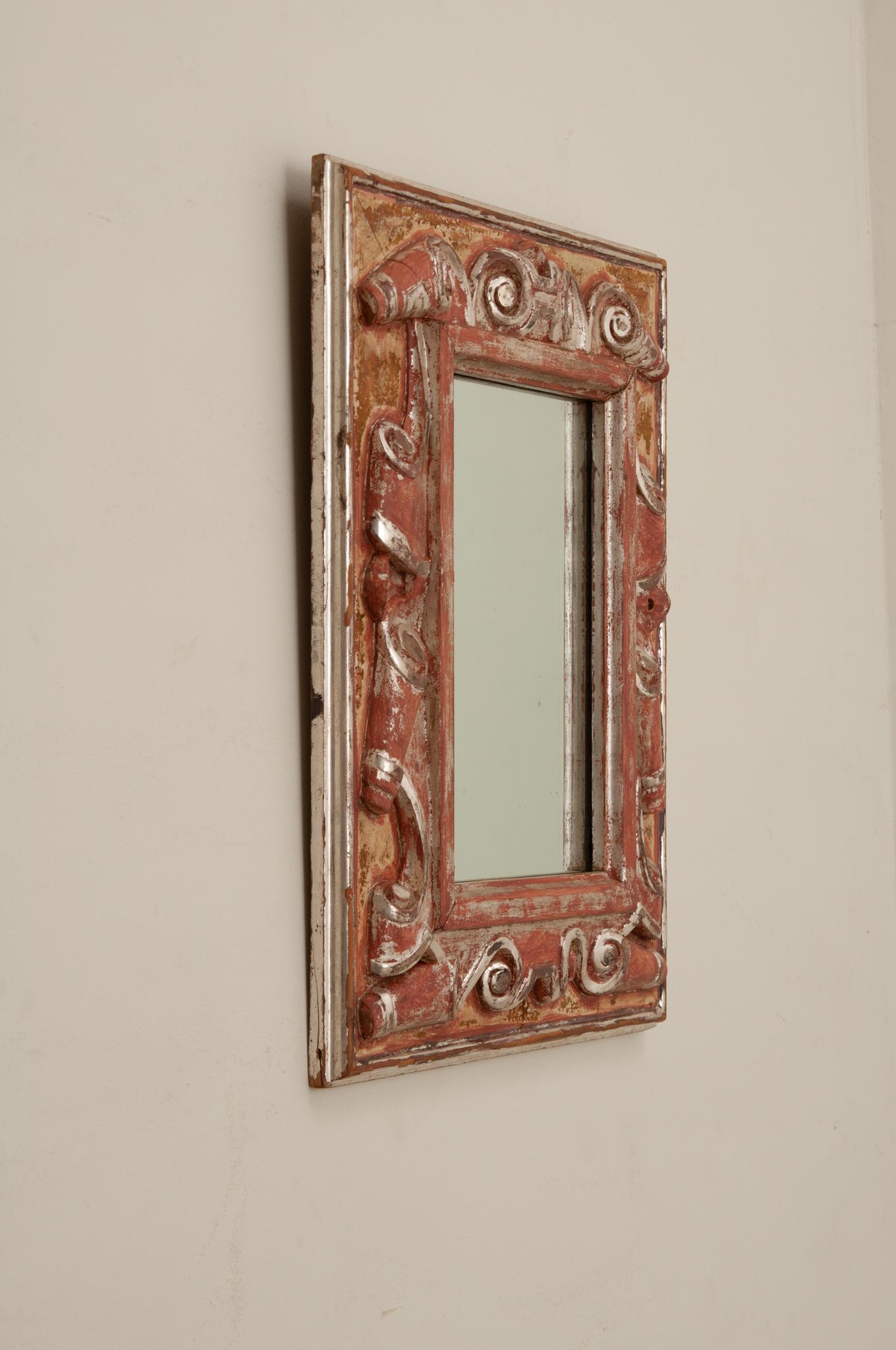 Gesso Italian 19th Century Silver Gilt Mirror For Sale