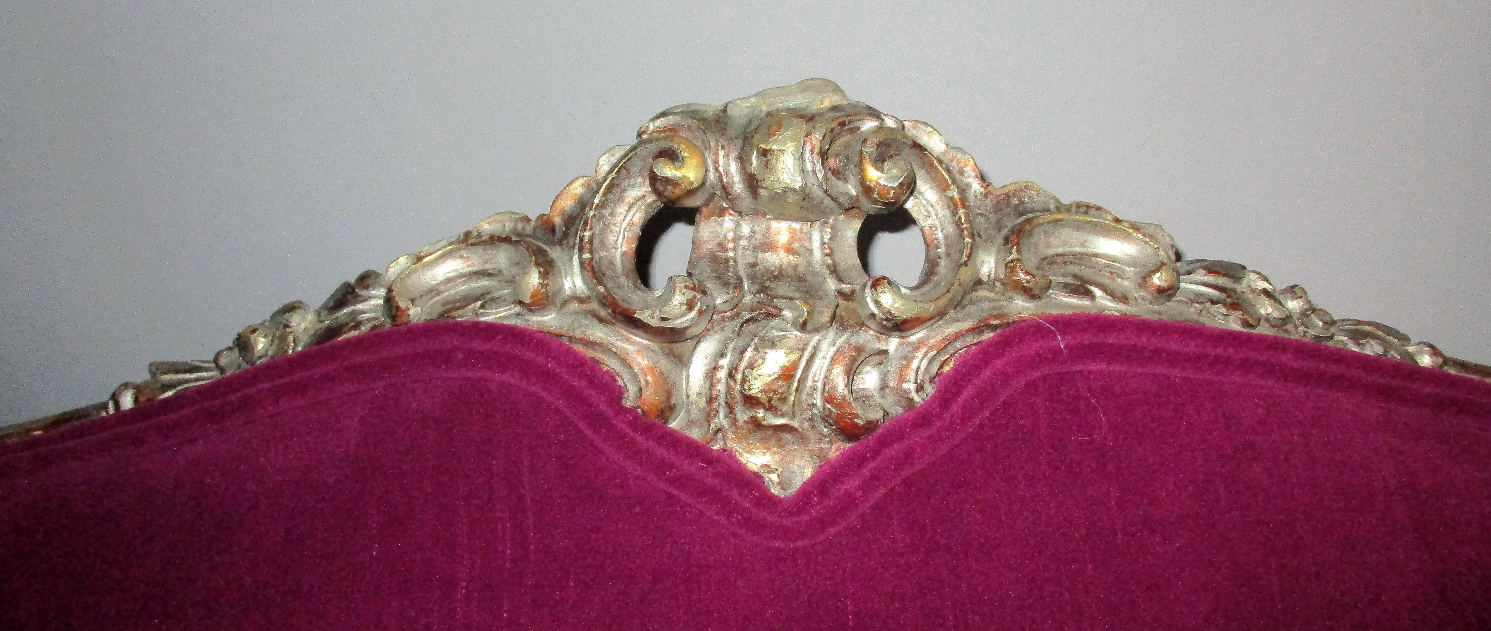 Italian 19th Century Silver Gold Gilt Baroque Settee In Good Condition In Oregon, OR