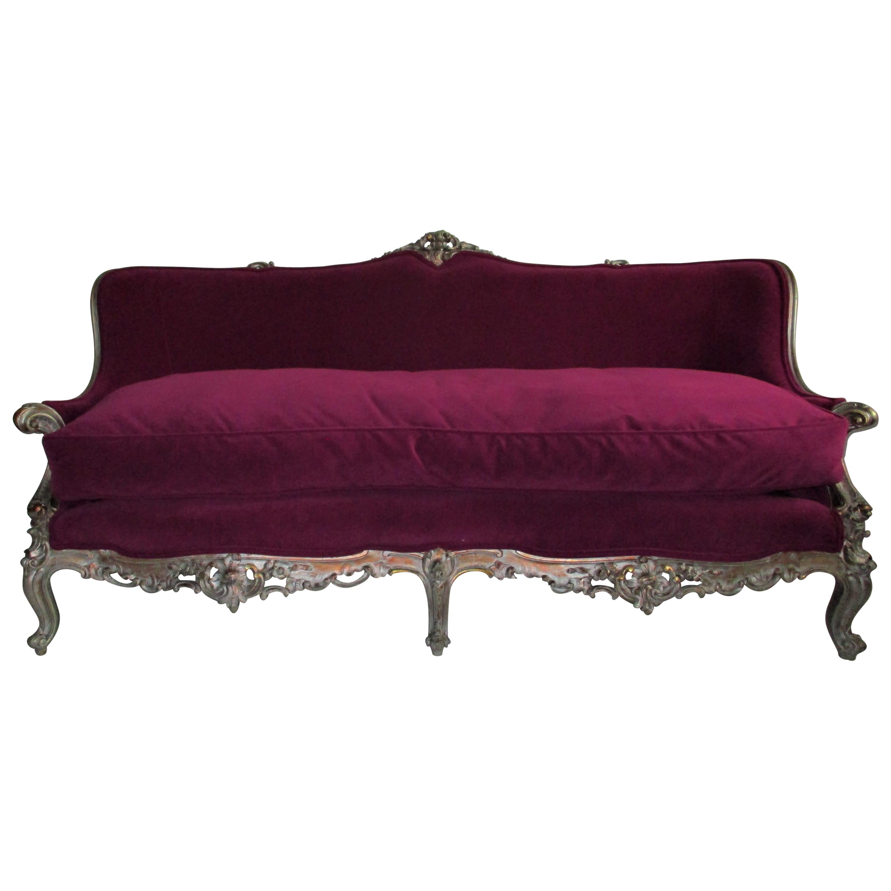 Italian 19th Century Silver Gold Gilt Baroque Settee