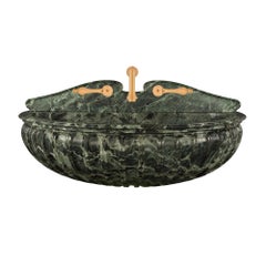 Antique Italian 19th Century Solid Verde Antico Marble Wall-Mounted Fountain or Basin