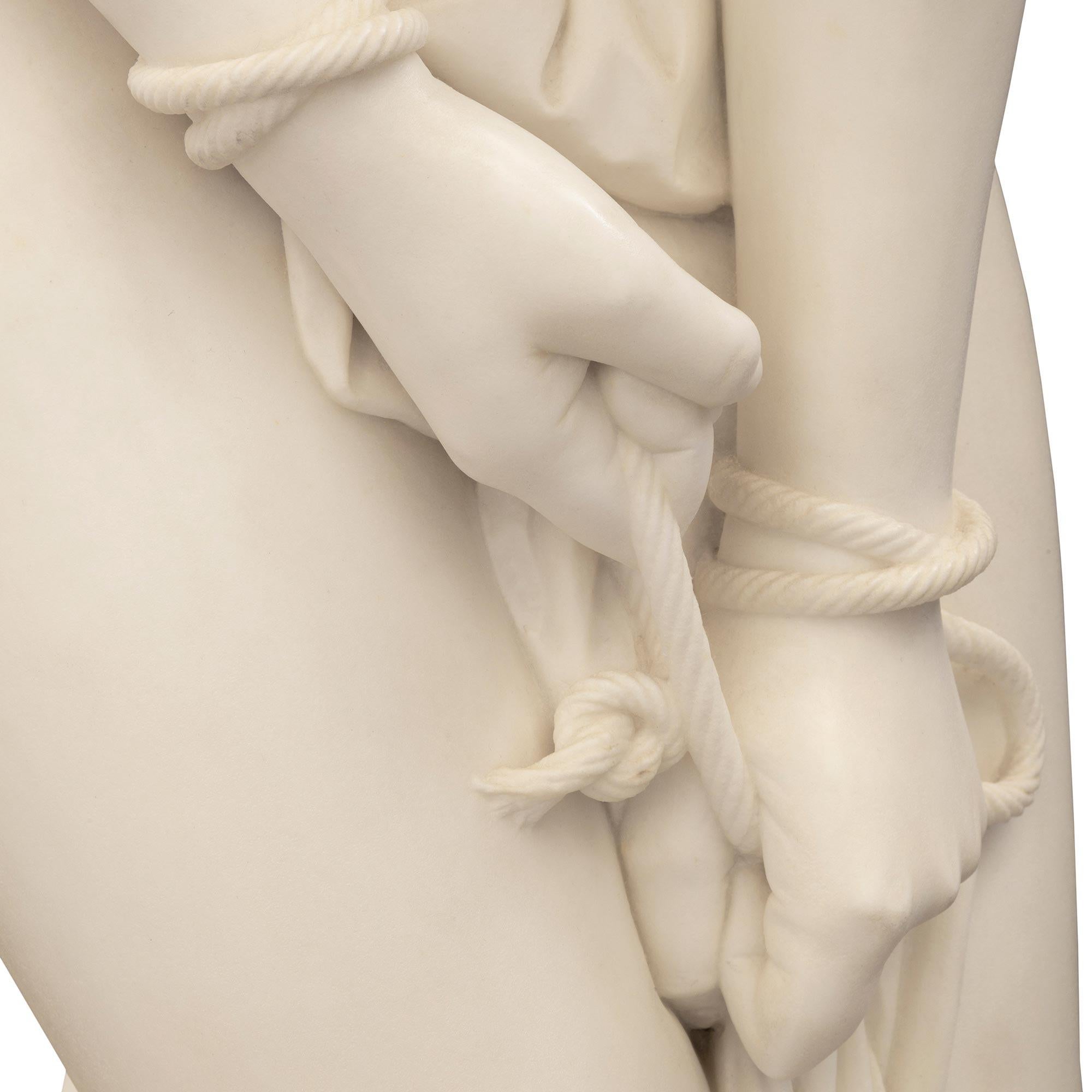 Italian 19th Century Solid White Carrara Marble Statue of a Bound Woman For Sale 6