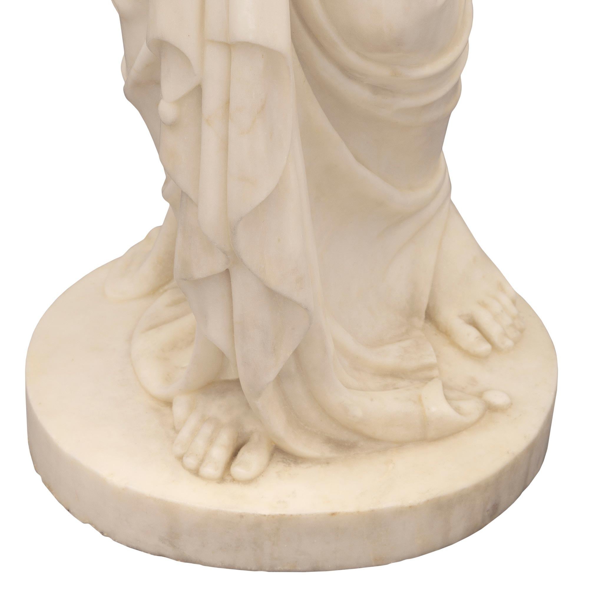 Italian 19th Century Solid White Carrara Marble Statue of Psyche For Sale 5