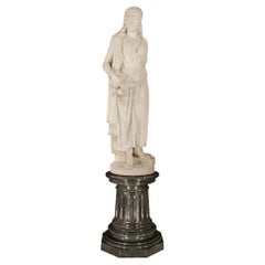 Italian 19th Century Solid White Carrera Marble Jael, Signed Guglielmo Baldi