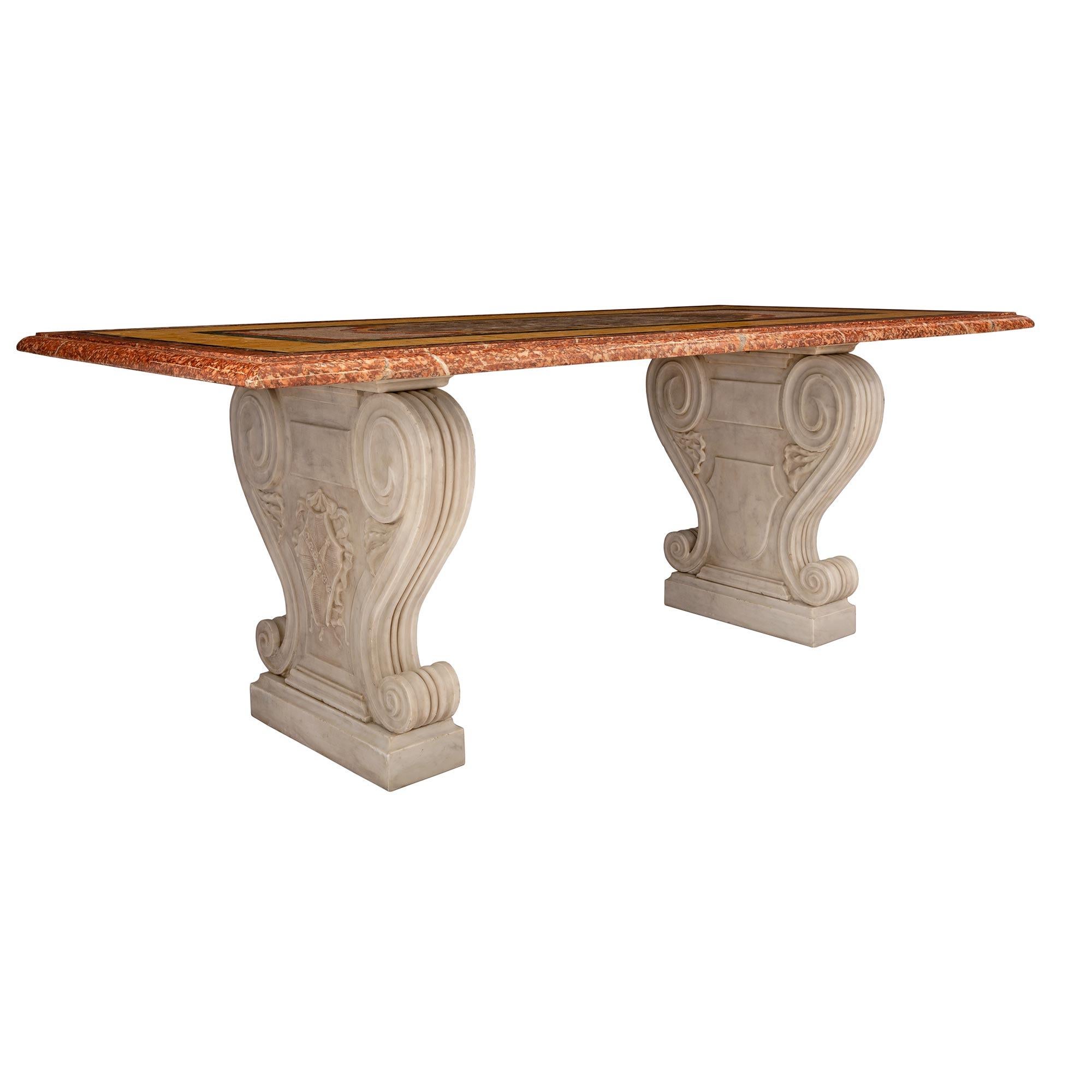 Italian 19th Century Specimen Marble Center/Dining Table In Good Condition For Sale In West Palm Beach, FL