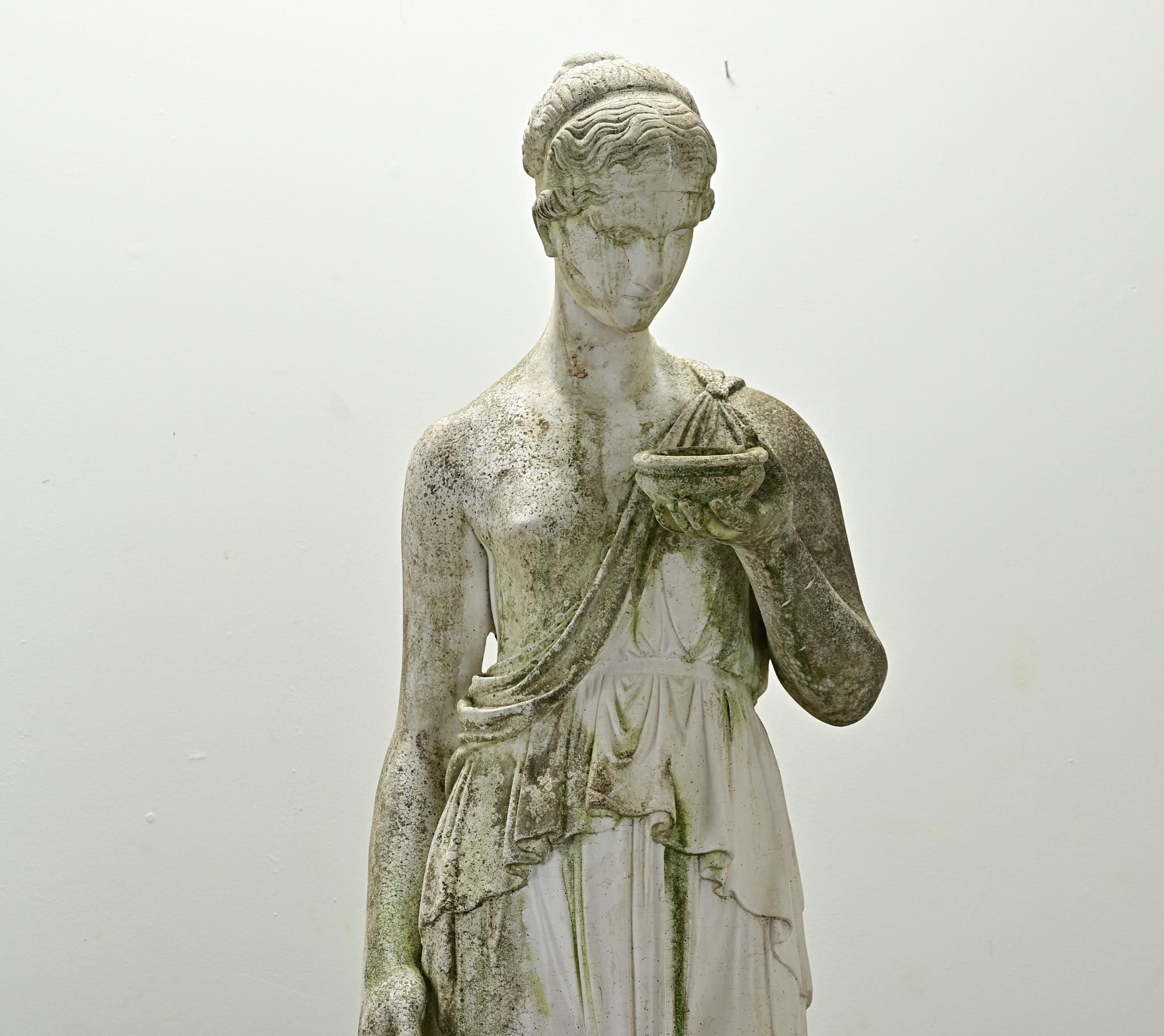 Stone Italian 19th Century Statue of Greek Goddess, Hebe