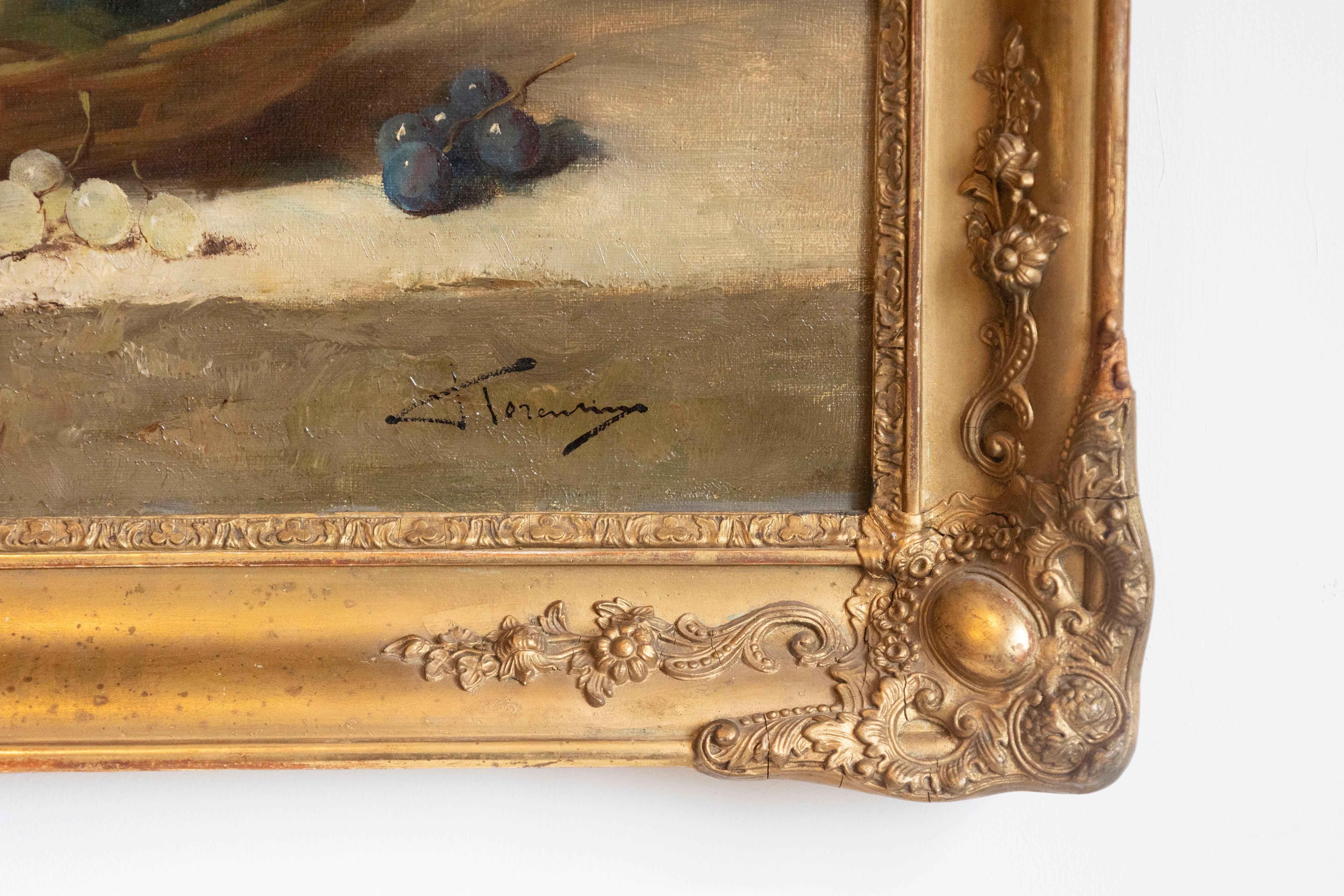 Italian 19th Century Still-Life Oil Painting Depicting Fruits, in Giltwood Frame In Good Condition For Sale In Atlanta, GA