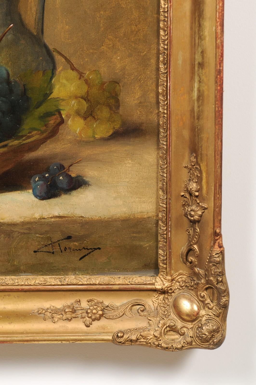 Italian 19th Century Still-Life Oil Painting Depicting Fruits, in Giltwood Frame In Good Condition For Sale In Atlanta, GA