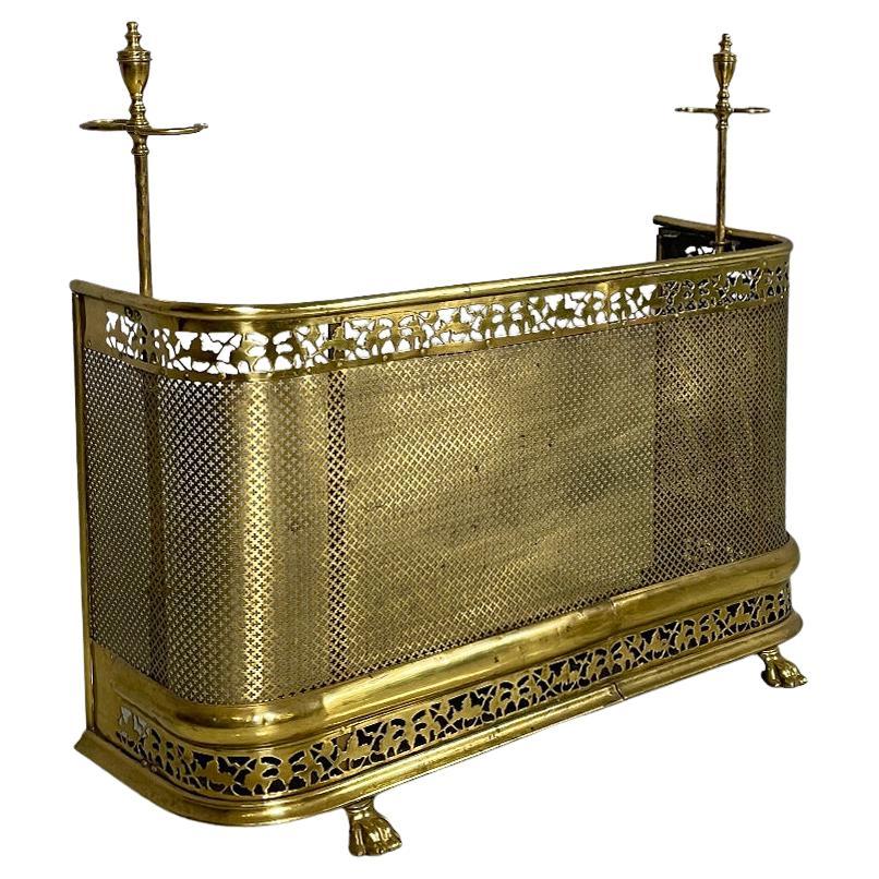 Italian 19th century style fireplace screen in brass, 1930s