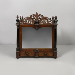 Italian 19th-century style wooden table or wall cabinet with mirror, 1930s