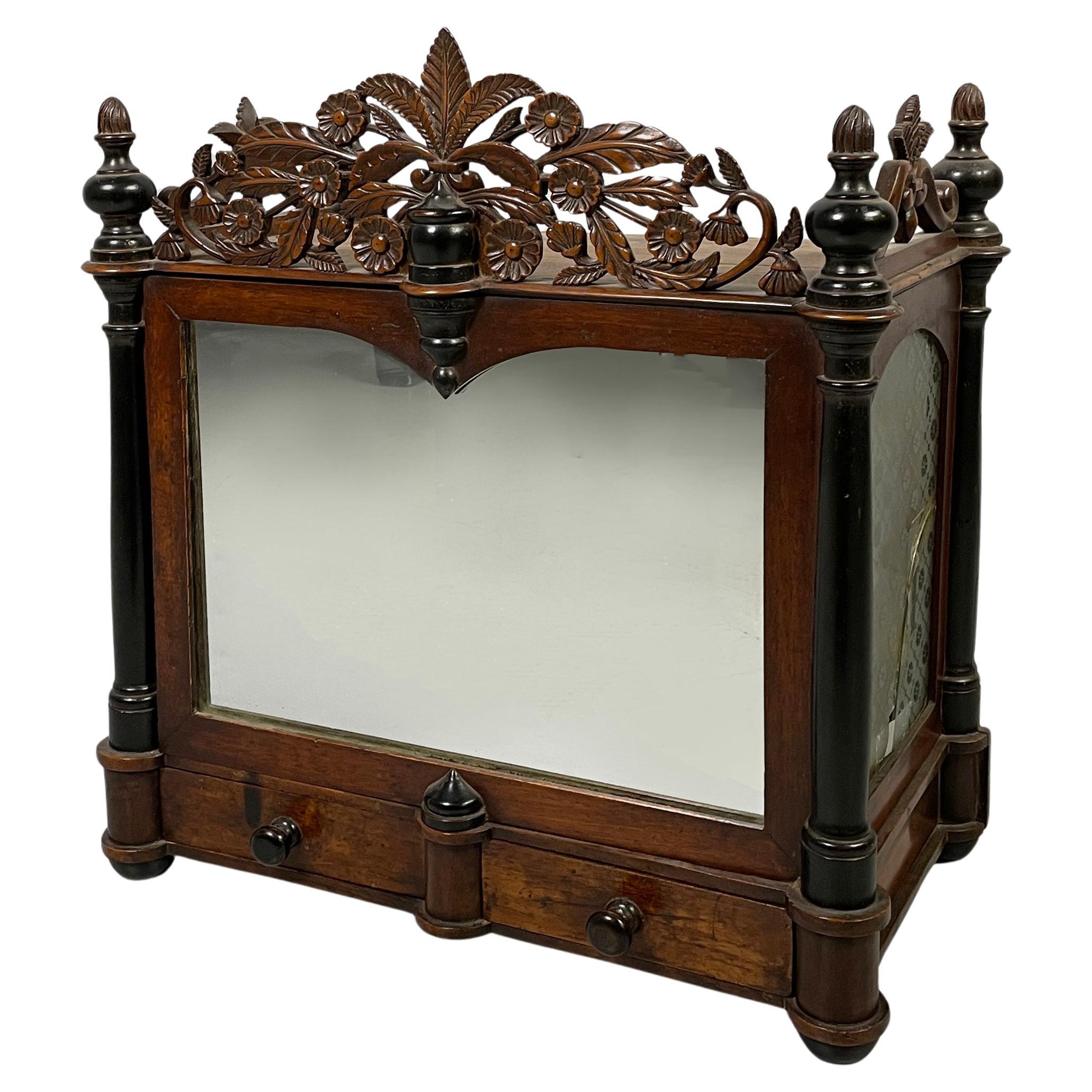 Italian 19th-century style wooden table or wall cabinet with mirror, 1930s