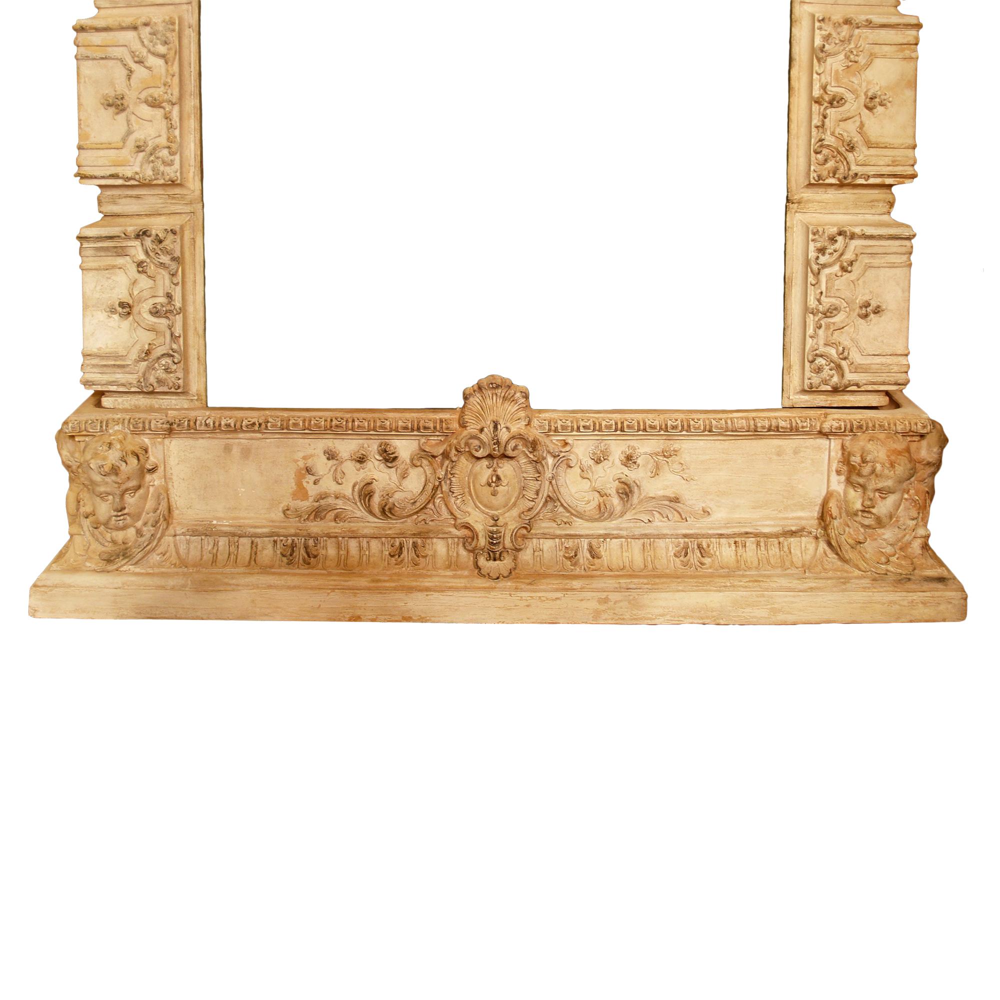 Italian 19th Century Terra Cotta Fireplace Mantel In Good Condition For Sale In West Palm Beach, FL