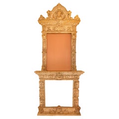 Antique Italian 19th Century Terra Cotta Fireplace Mantel