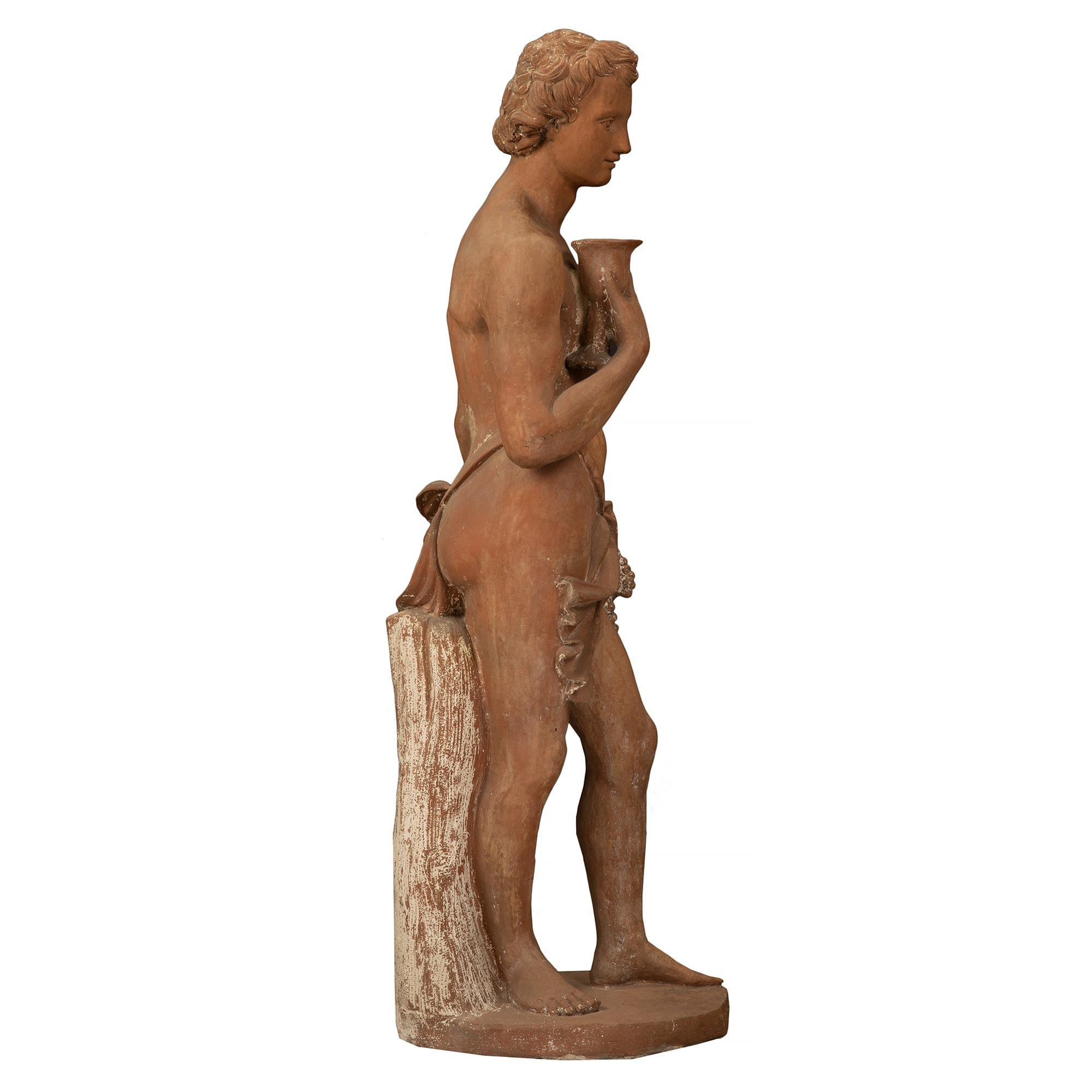 Italian 19th Century Terra Cotta Statue of a Young Bacchus In Good Condition For Sale In West Palm Beach, FL