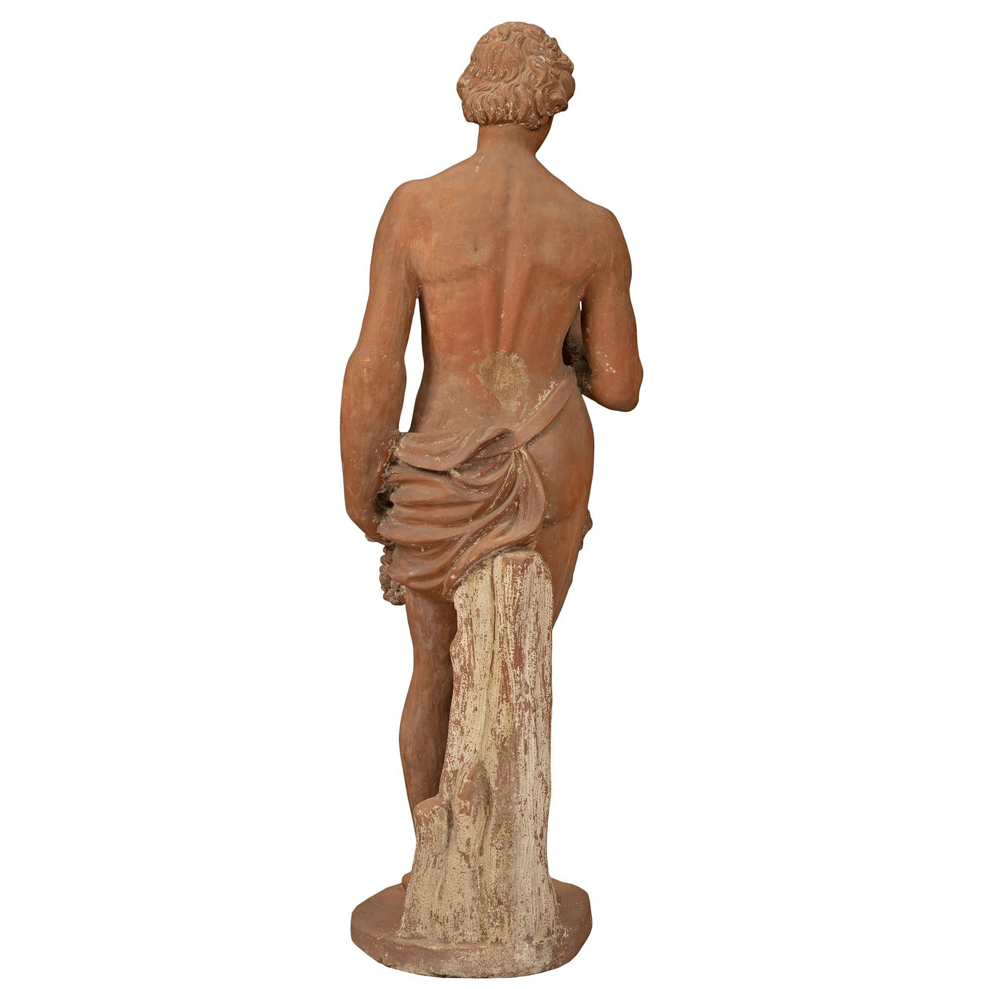 Terracotta Italian 19th Century Terra Cotta Statue of a Young Bacchus For Sale