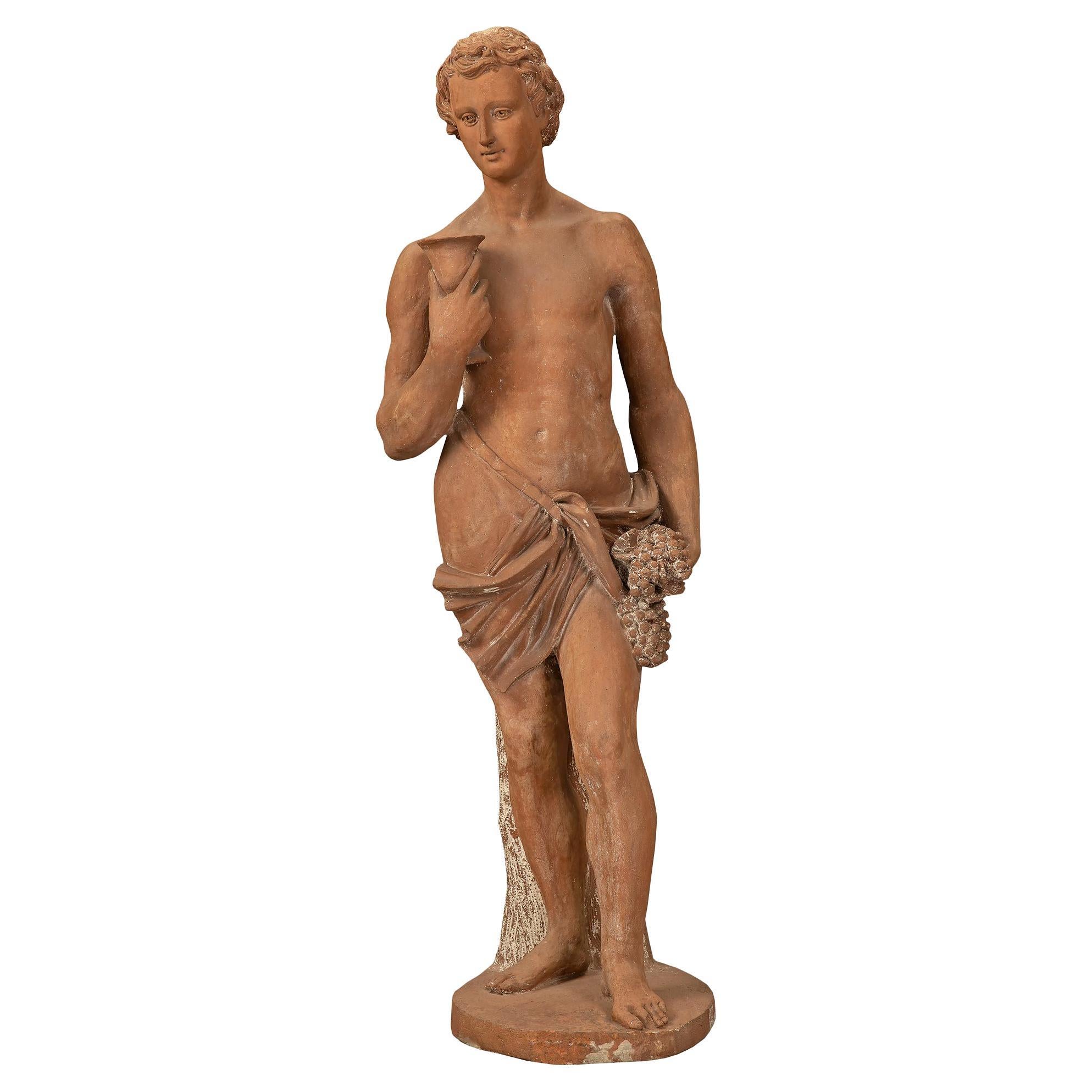 Italian 19th Century Terra Cotta Statue of a Young Bacchus