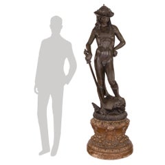 Italian 19th Century Terra Cotta Statue of David Having Slain Goliath